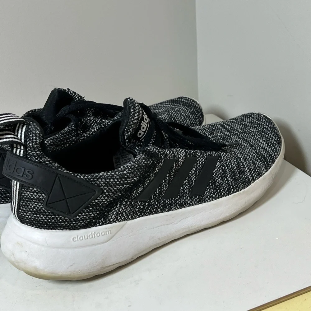 Adidas Size 12 Cloudfoam Black Cotton Knit Sneaker